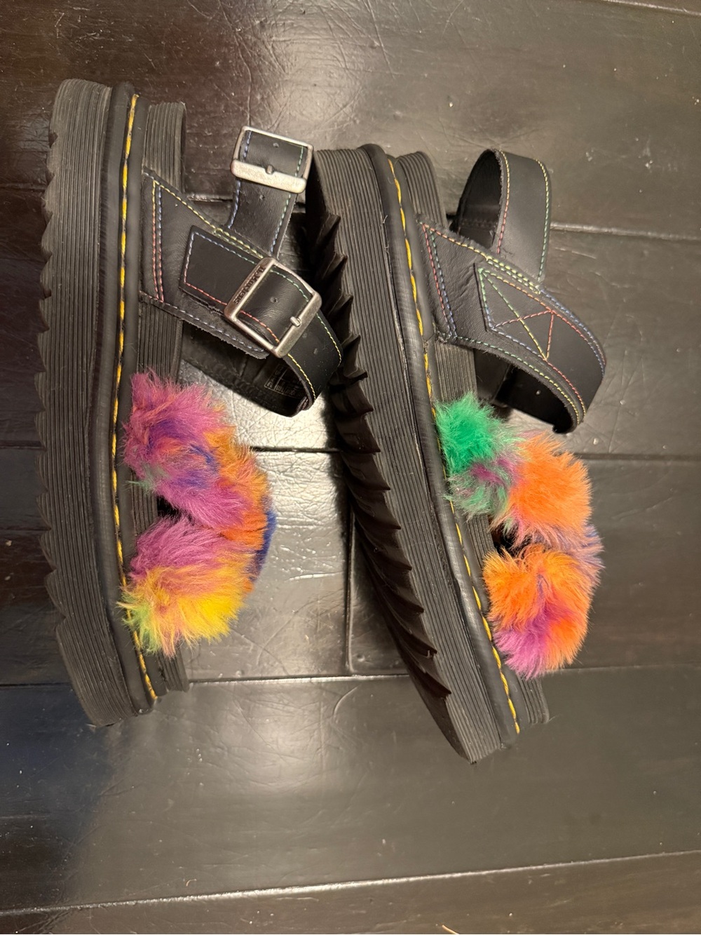 Dr. Martens VOSS II FLUFFY FAUX FUR STRAP SANDALS - Picture 6 of 13